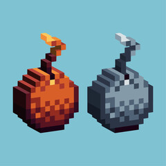Naklejka premium Isometric Pixel art 3d of bomb icon for items asset.Bomb icon on pixelated style.8bits perfect for game asset or design asset element for your game design asset. 