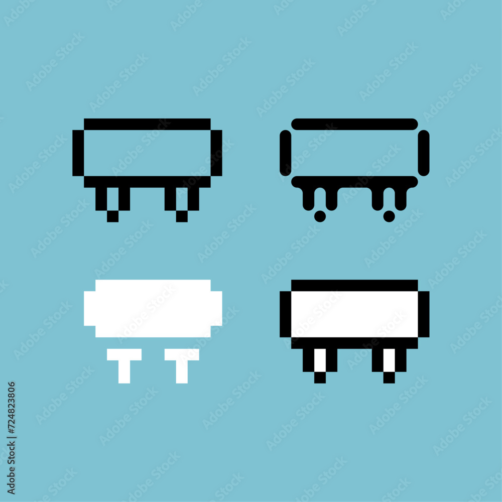 Poster pixel art outline sets icon of table variation color.table icon on pixelated style. 8bits perfect fo