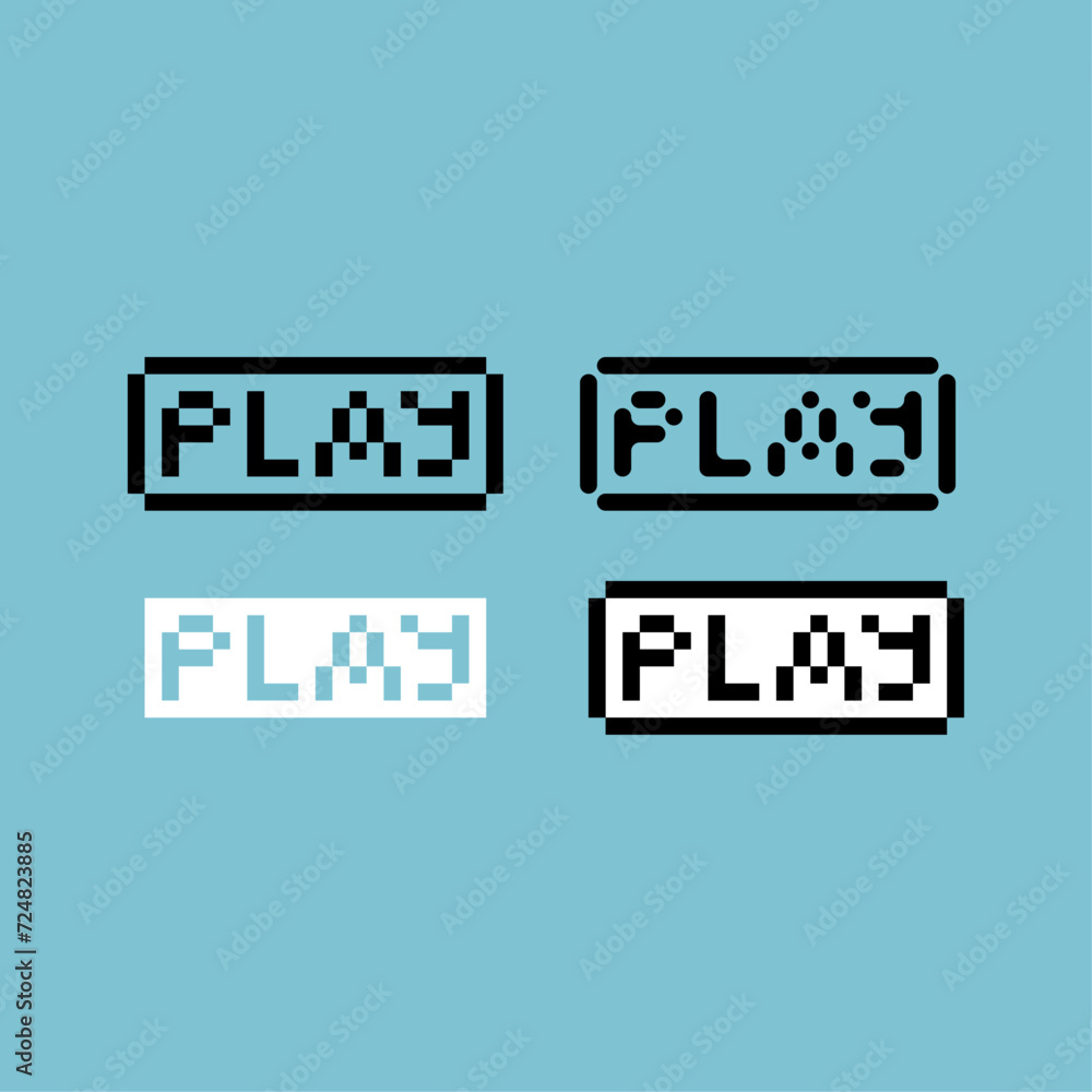Fototapete pixel art outline sets icon of play button variation color. play game icon on pixelated style. 8bits