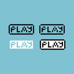 Pixel art outline sets icon of play button variation color. play game icon on pixelated style. 8bits perfect for game asset or design asset element for your game design. Simple pixel art icon asset.