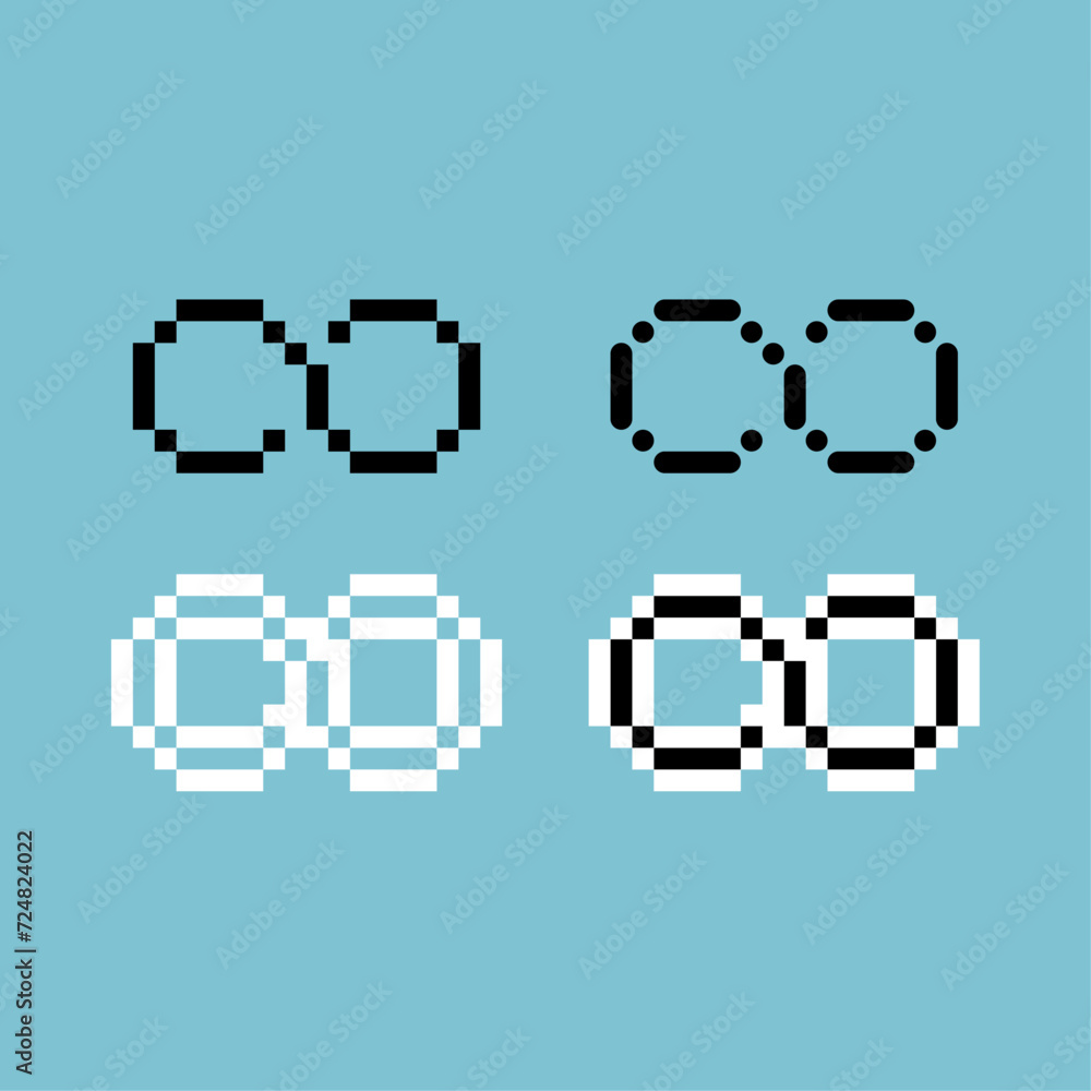 Poster pixel art outline set icon of unlimited sign variation color. unlimited icon on pixelated style. 8bi