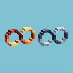 Isometric Pixel art 3d of unlimited sign icon for items asset. Unlimited icon on pixelated style.8bits perfect for game asset or design asset element for your game design asset.
