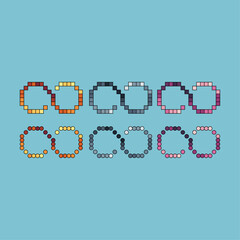 Pixel art stroke sets icon of Infinity sign variation color. unlimited icon on pixelated style. 8bits perfect for game asset or design asset element for your game design. Simple pixel art icon asset.