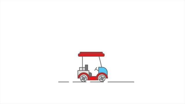 4k footage golf car animation 2d hd video minimalist