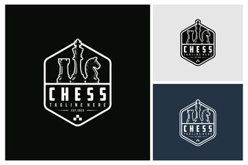 Chess logo design for championship, tournament, chess club, business card, vector Illustration