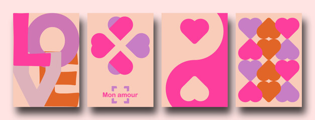 Happy Valentine's day cards simple and minimalist.