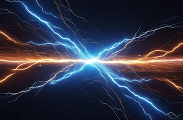blue and yellow lightning abstract background