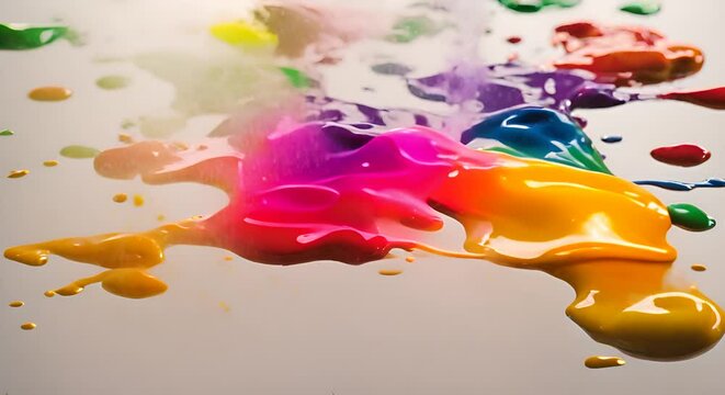 inchiostro di diversi colori che fluttua delicatamente su sfondo grigio, sfondo rilassante di vernice colorata che si espande su sfondo chiaro