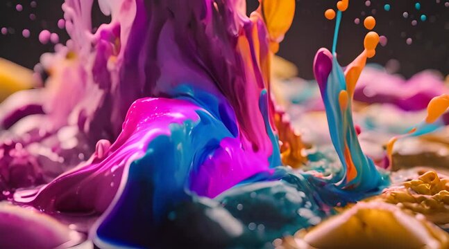 inchiostro di diversi colori che fluttua delicatamente su sfondo grigio, sfondo rilassante di vernice colorata che si espande su sfondo chiaro