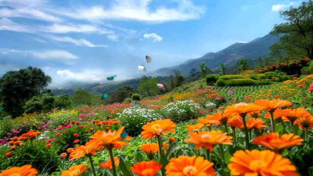 background, outdoor, illustration, ladybug, land, landscape, meadow, morning, mushrooms, natural, nature, outside, happy, park, plant, rainbow, scene, scenery, sky, spring, summer, sun, harmony, green