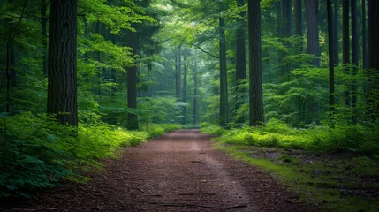 Zelfklevend Fotobehang Verdant Forest Pathway © Saltanat