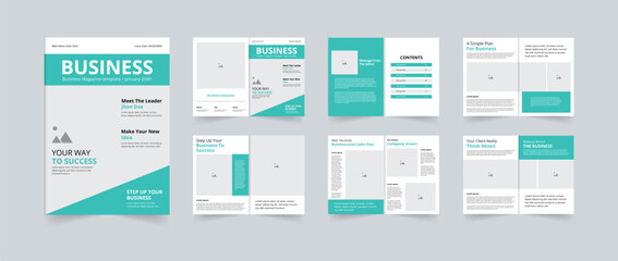 Business Magazine template design with creative layout 12 pages design