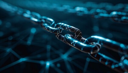 Blockchain concept with digital chain