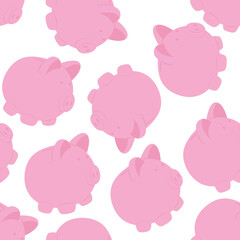 piggy bank seamless pattern. White background. Financial concept