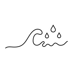  Simple wave sign icon vector with rain drop.