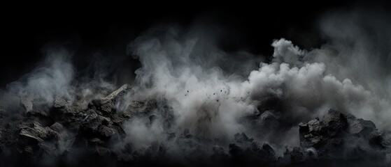 a close up image of a white and black steam and mud on a dark black background - Powered by Adobe