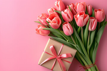 Fototapeta premium beautiful tulips and lover chocolate
