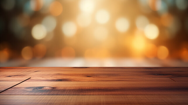 Clean wooden platform on cozy background picture	