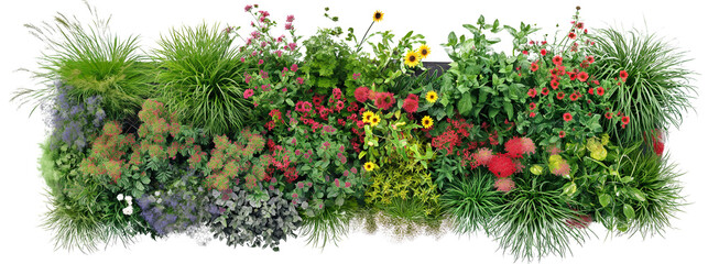  Green Flower Bed Template. Top Masterplan View. Ai Generative - obrazy, fototapety, plakaty