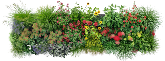  Green Flower Bed Template. Top Masterplan View. Ai Generative