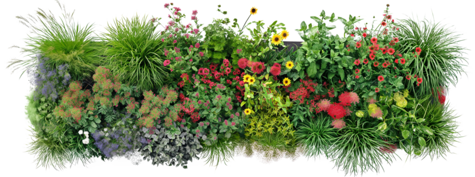  Green Flower Bed Template. Top Masterplan View. Ai Generative