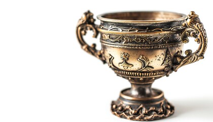 old trophy cup, isolated on a white background