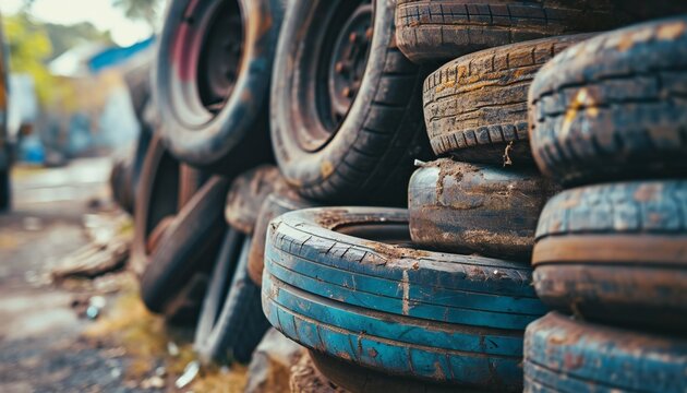 Stack of used car wheels...