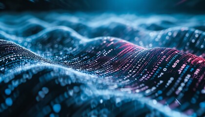 Waves of digital information concept. Binary system.