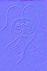 Giardia intestinalis protozoan, 3D illustration