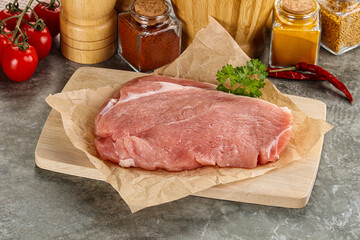 Raw pork schnitzel for cooking