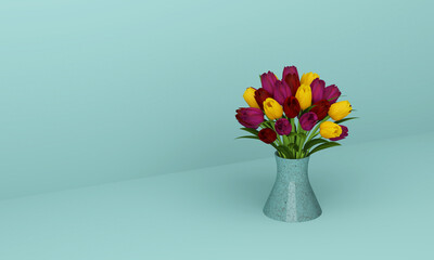 abstract colorful tulip as bunch of flowers - 3D Illustration