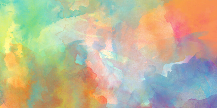 Abstract hand drawn watercolor drawing on a paper, Abstract bright and shinny lovely soft color watercolor background, Colorful and bright watercolor background texture with watercolor splashes.