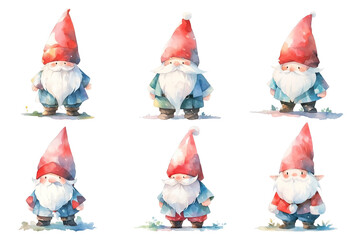 Obraz premium Gnome watercolor illustration, white transparent background