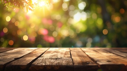 a wooden table with blurry background