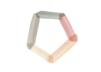 水彩で描いた秋のような落ち着いた色合いの五角形のフレーム