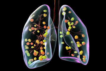 Lung histoplasmosis, 3D illustration