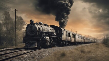 steam train in the countryside apocalyptic train