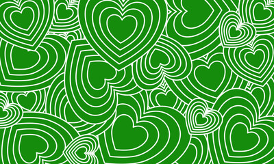 Abstract green background with hearts. Valentine’s concept.