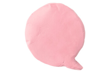 Pink speech bubble plasticine isolated on transparent background.