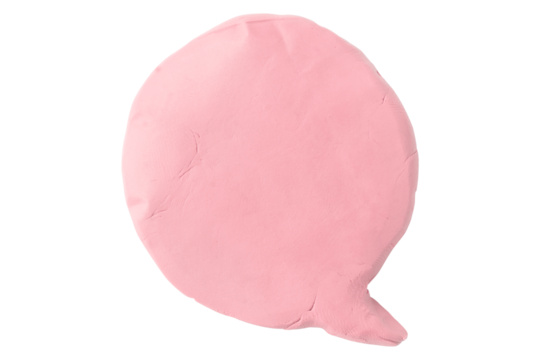 Pink speech bubble plasticine isolated on transparent background.