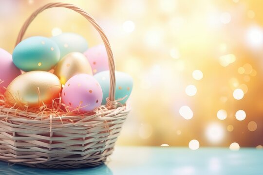 Happy Easter decoration background, colorful eggs.