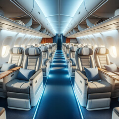 Fototapeta premium interior of a modern airplane cabin and train