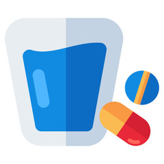 Conceptual flat design icon of taking medicine 