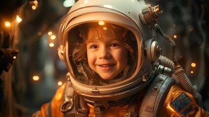 Dream job of astronaut kid abstract background. Generative ai.