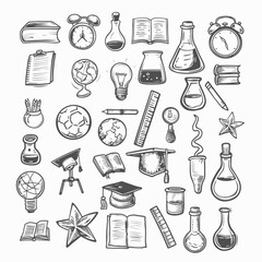 Education Doodles Isolated on White Background