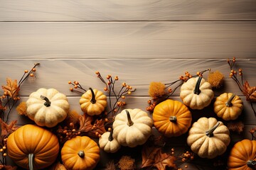 Brown background, space for text, with pumpkins