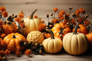 Brown background with pumpkins