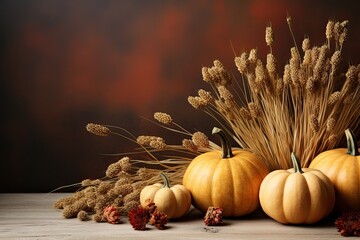 Brown background with pumpkins