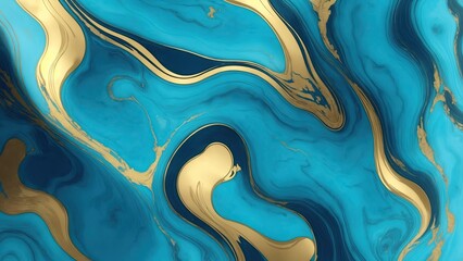 Majestic Blue Teal and golden gilded marble background
