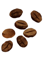 水彩風のローストしたコーヒー豆のイラスト